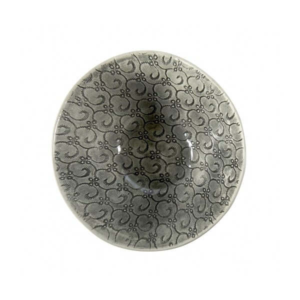 Organic Soup Bowl Black with decorative pattern, by Wonki Ware