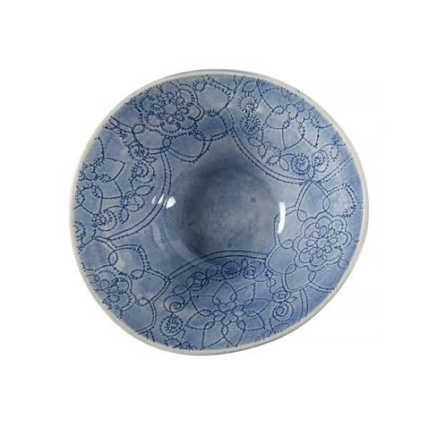 Organic Soup Bowl Blue with decorative pattern, by Wonki Ware
