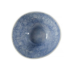 Organic Soup Bowl Blue with decorative pattern, by Wonki Ware