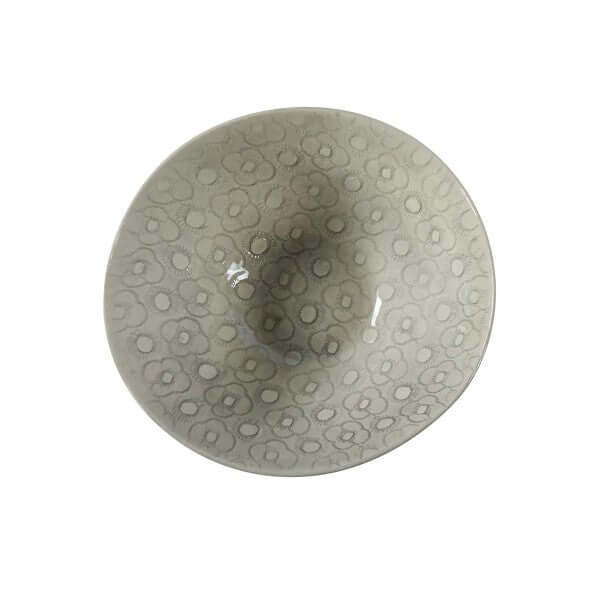 Organic Soup Bowl Warm Grey with decorative pattern, by Wonki Ware