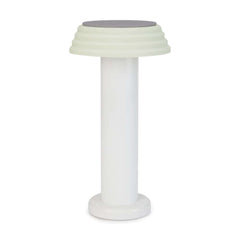 PL1 Portable Table Light White-Green with a white base and green lampshade, designed by George Sowden