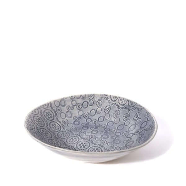 Medium Spaghetti Bowl Blue with decorative pattern, by Wonki Ware