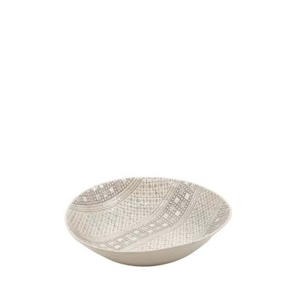 Small Spaghetti Bowl Warm Grey with decorative pattern, by Wonki Ware