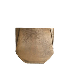 Square Aluminium Vase 20cm Antique Brass with a textured surface, suitable for placing on a shelf or tabletop.