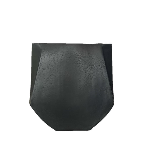 Square Aluminium Vase 28cm Blackish Bronze with a textured surface, suitable for decoration purposes.
