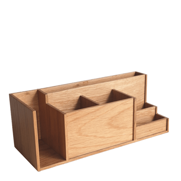 Stationery Holder Oak with multiple compartments