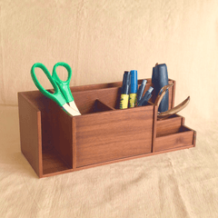 Stationery Holder Teak with multiple compartments 