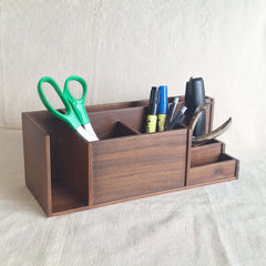 Stationery Holder Walnut with multiple compartments 