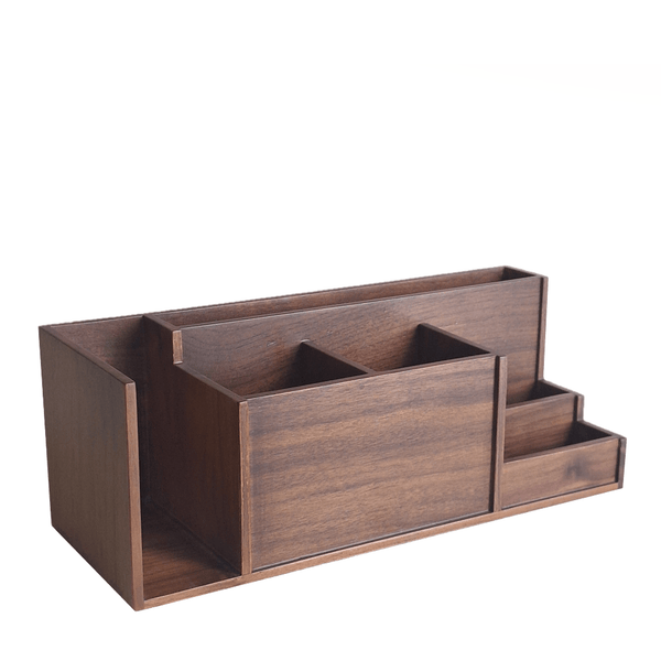 Stationery Holder Walnut with multiple compartments 