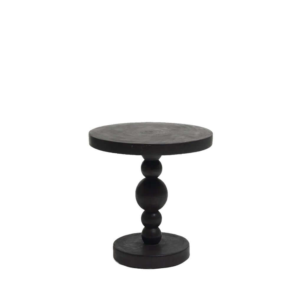 Black round The Side Table made of teak