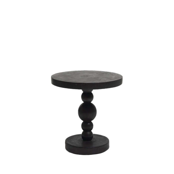 Black round The Side Table made of teak