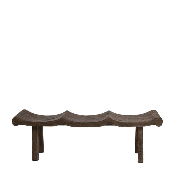 Vintage Lombok Bench Wavy Medium with curved seat