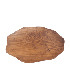 Handcrafted Wavy Plate Large Teak with a free-form edge and striking natural grain. A versatile piece for table styling, serving, or display in any interior.