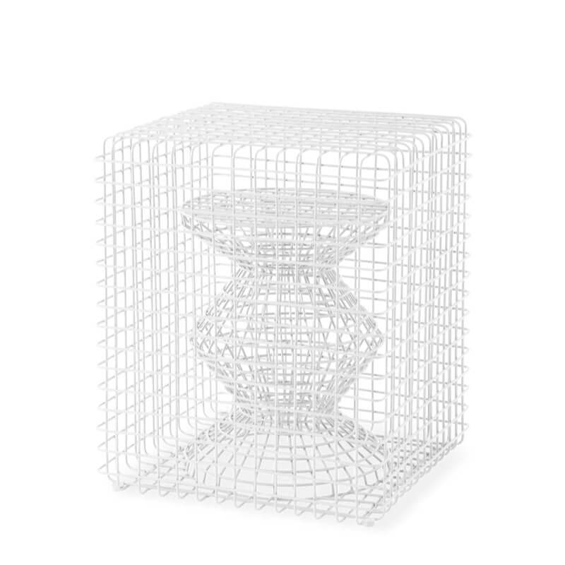 Zig Zag Wired Stool White side table by Pols Potten