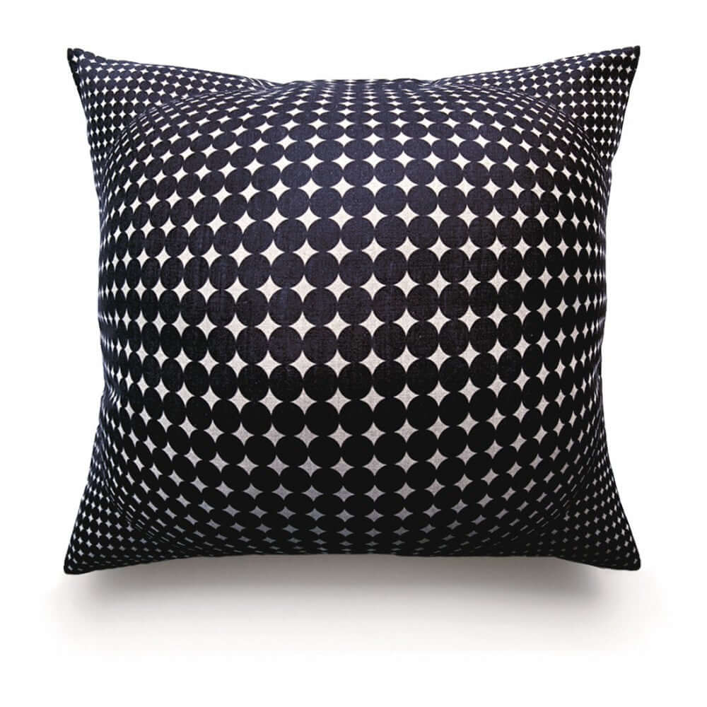 A square-shaped Bodrum 1 Cushion 50x50cm with a black and white geometric pattern.