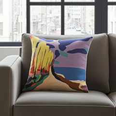 Florent Groc cushion - Vallon Dol with colorful landscape design, artwork by artist Florent Groc