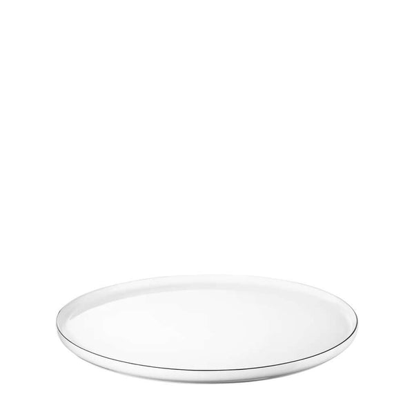 A white fine bone china dessert plate with a minimalist design and a hint of black detailing along the edge, by ASA selection