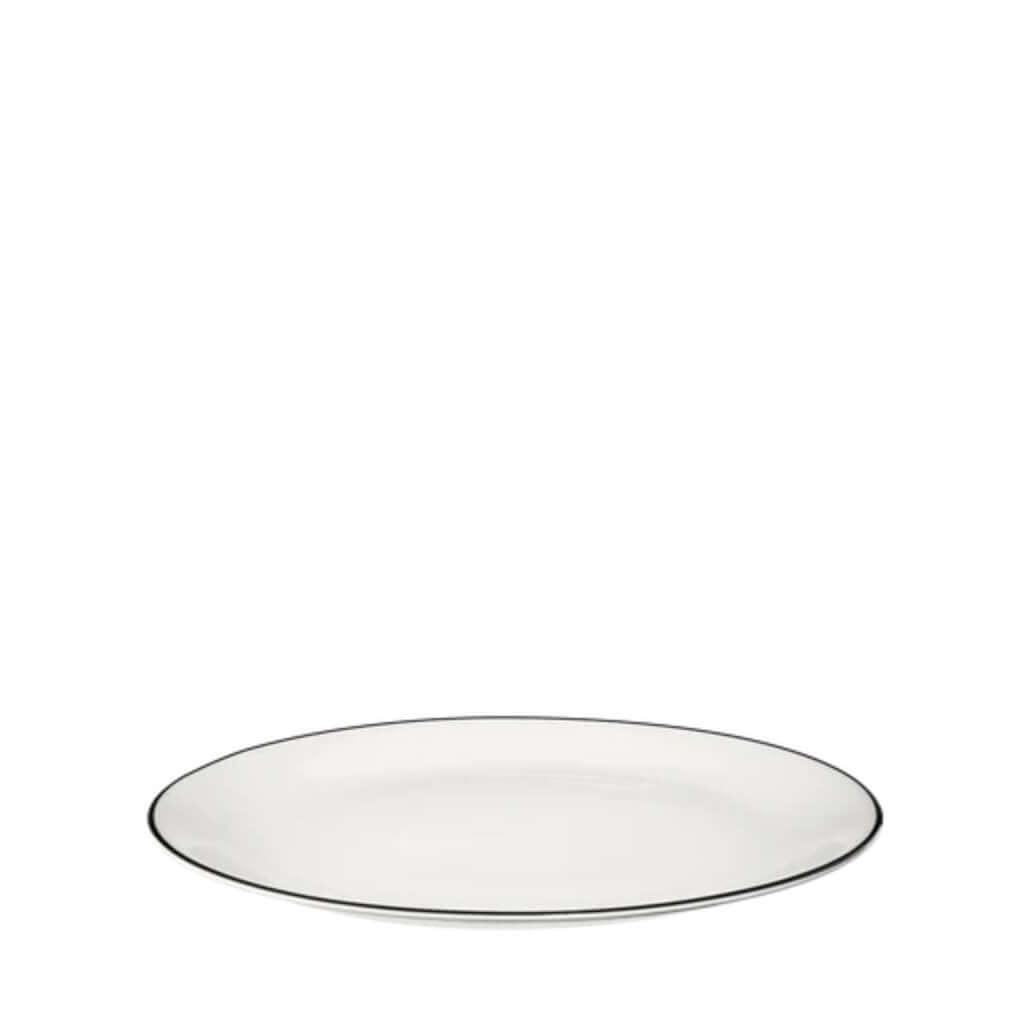 A Table Dessert Plate with a shiny finish and a hand-painted black line design in the center, by ASA selection