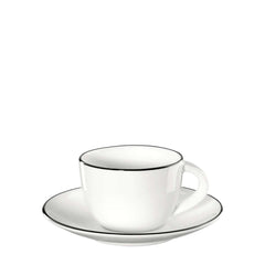 A Table Espresso Cup With Saucer with a hand-painted black line, presented on a matching saucer, by ASA selection
