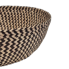 Iraca bowl large, zigzag / black