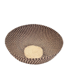 Iraca bowl large, zigzag / black