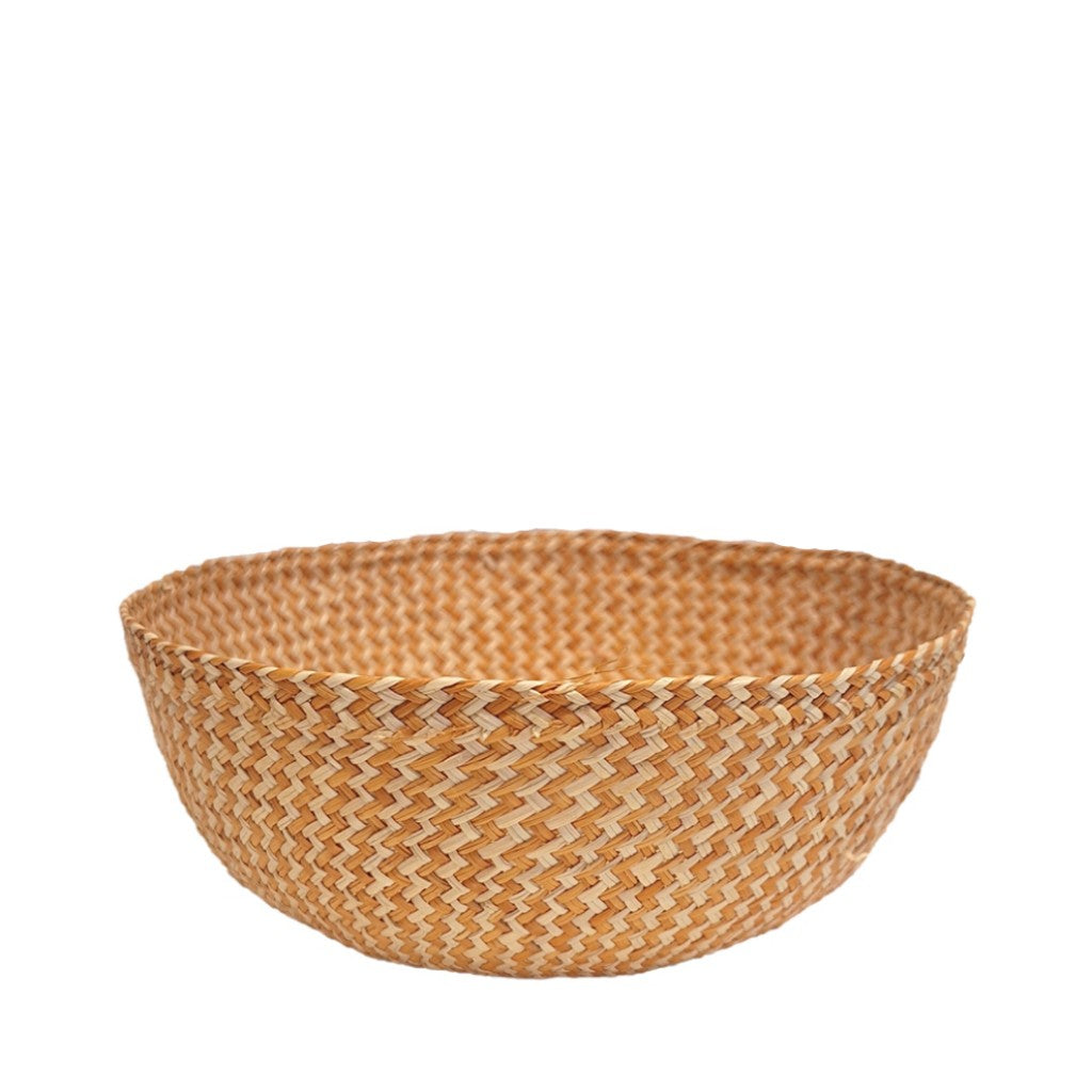 Iraca bowl medium, zigzag / orange