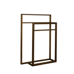 A walnut Belut Hanger 2-Tier with a simple straight-line silhouette, intended for drying towels or hanging clothing.