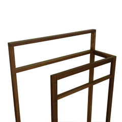 A walnut Belut Hanger 2-Tier with a simple straight-line silhouette, intended for drying towels or hanging clothing.