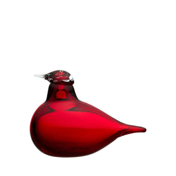 Birds By Toikka Little Tern Cranberries is a vivid red, mouth-blown glass figurine with a simple, streamlined design, resembling a Little Tern bird, by Toikka