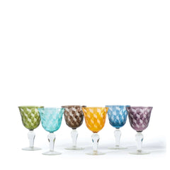 Blocks Wine Glasses Set of 6 with a geometric block-like pattern, by Pols Potten