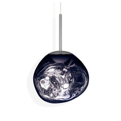 A modern smoke finish pendant light with integrated LED module creating a melting hot-blown glass effect, by Tom Dixon
