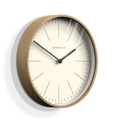 Newgate Mr Clarke Wall Clock Pale Wood with a linear marker dial, metal hands, and a glass lens.