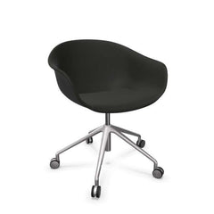 Next Swivel Chair Black featuring swivel base on casters and upholstered in black leather.