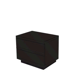 A black modern Roma Nightstand with two deep drawers, made of mirror glass on MDF.