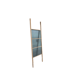 A six feet tall solid wood ladder with four rungs, designed to stand against a wall for hanging towels or clothes.