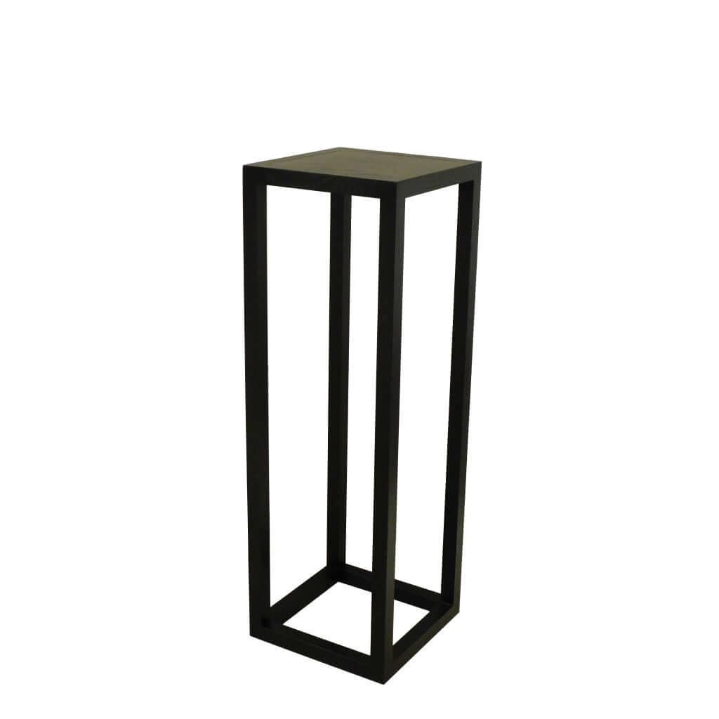 Tipis Pedestal Large Ash made of solid ash wood with an open pore finish in charcoal color, designed to display vases, plants, or sculptures.