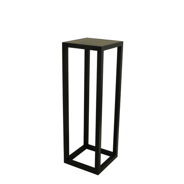 Tipis Pedestal Large Ash made of solid ash wood with an open pore finish in charcoal color, designed to display vases, plants, or sculptures.
