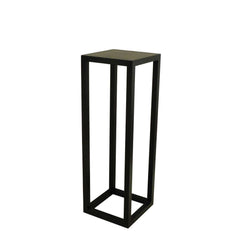 Tipis Pedestal Large Ash made of solid ash wood with an open pore finish in charcoal color, designed to display vases, plants, or sculptures.
