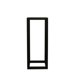 Tipis Pedestal Medium Ash made of solid ash wood with an open pore finish in charcoal color, designed to display vases, plants, or sculptures.