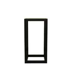 Tipis Pedestal Small Ash made of solid ash wood with an open pore finish in charcoal color, designed to display vases, plants, or sculptures.