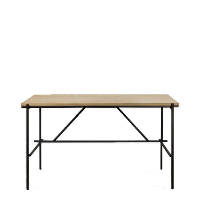 rectangle desk in light oak and frame in black metal