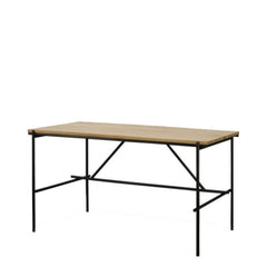 rectangle desk in light oak and frame in black metal