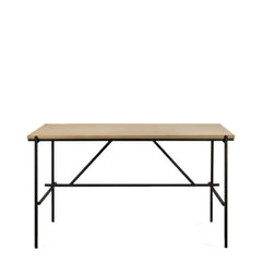 rectangle desk in light oak and frame in black metal